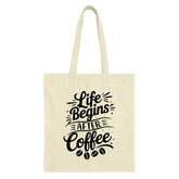 Life Begins After Coffee Tote Bag, Coffee Lover Gift, Funny Tote Bag, Everyday Carry Bag, Reusable Shopping Bag, Book Bag, Gift for Her - Tawshia